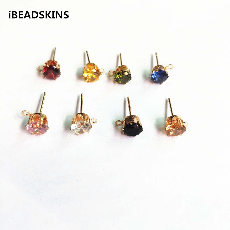 choose color) 200pcs copper with glass rhinest Stud earring/earrings accessories/Earring parts for jewelry making