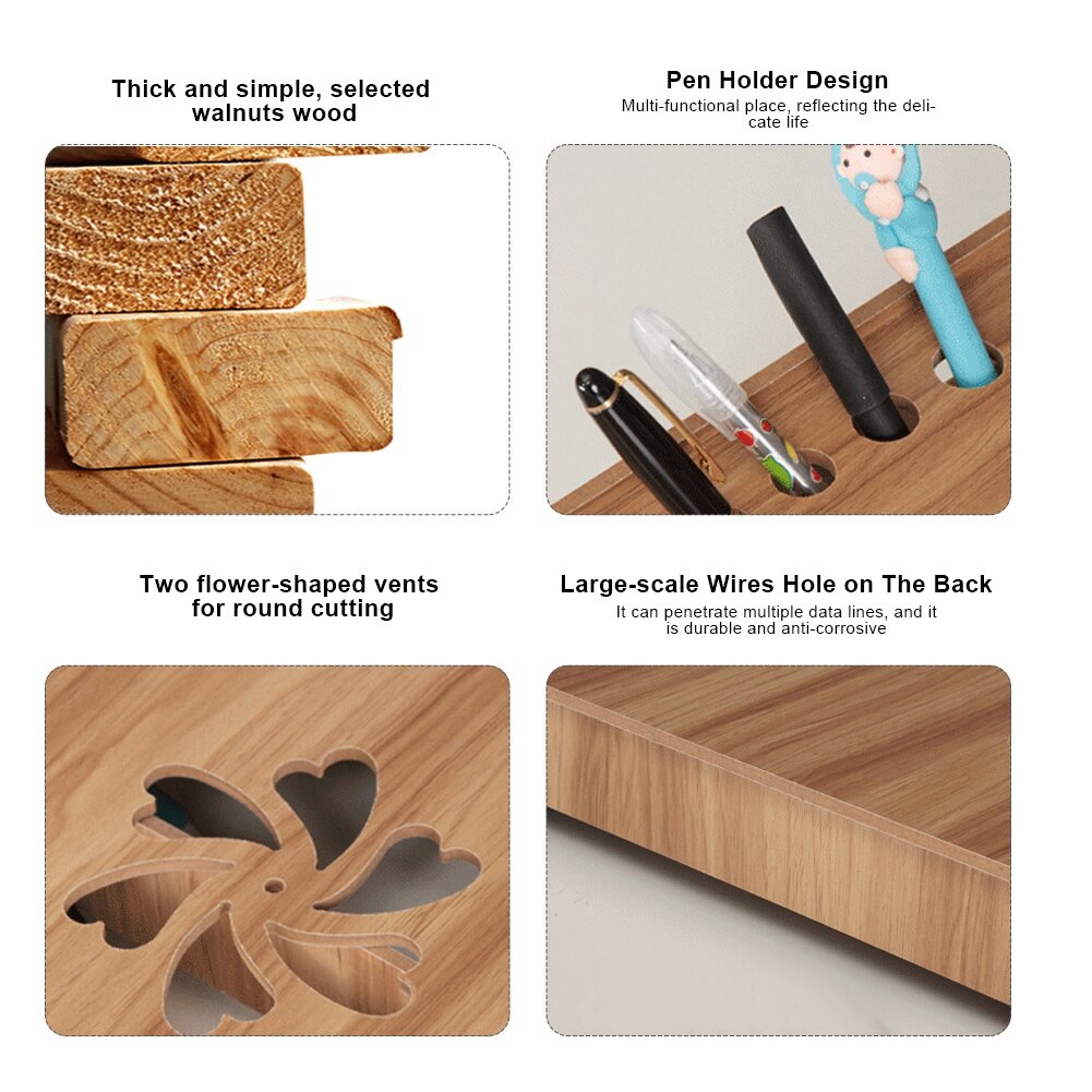 Ufficio FAI DA TE desktop tenere sotto controllo riser Scrivania Scatola di Immagazzinaggio di Legno cremagliera PC Supporto computer portatile Organizzatore per Il computer portatile