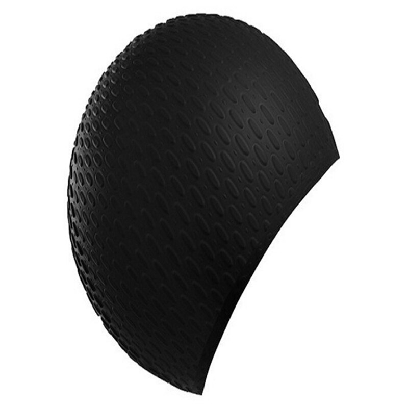 Swim Cap Strap Waterproof Silica Gel Drip Bathing Cap Unisex Flexible Waterdrop Waterproof Protect Ears Swimming Caps: Black