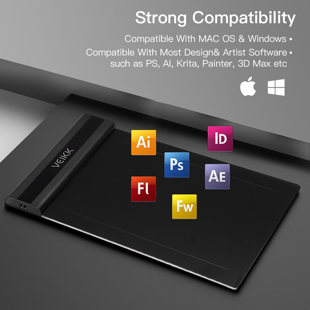 VEIKK S640 tablette de dessin graphique 6X4 pouces tablette 8192 tablette numérique pour MAC OS Windows ordinateur portable pas besoin de stylo de Charge