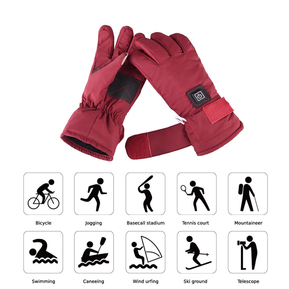 Women Electric Heated Gloves Waterproof Adjustable Temperature Lithium Battery Powered Glove For Outdoor Ski Motorcycle Cycling