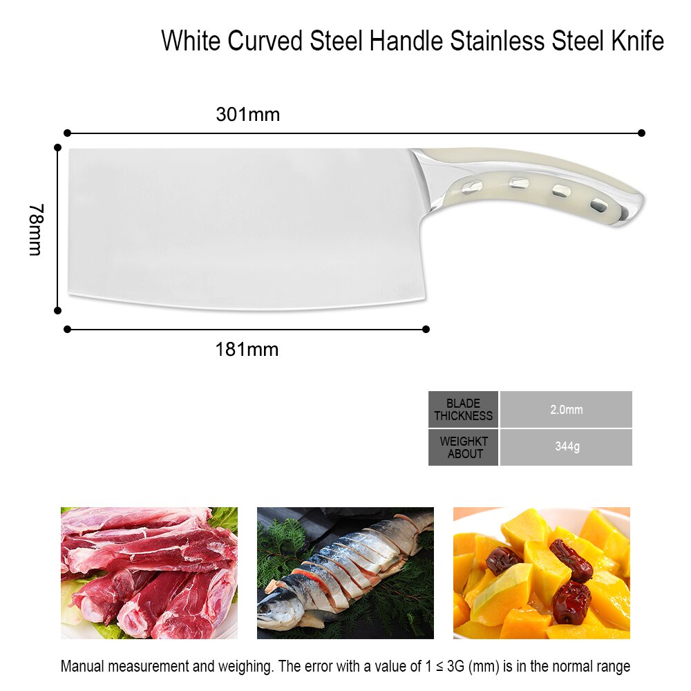 XYj couteau à découper chinois intelligent en acier inoxydable 4CR14, couteau de cuisine serbe, couteau de boucher à os, accessoires de cuisine: White Handle