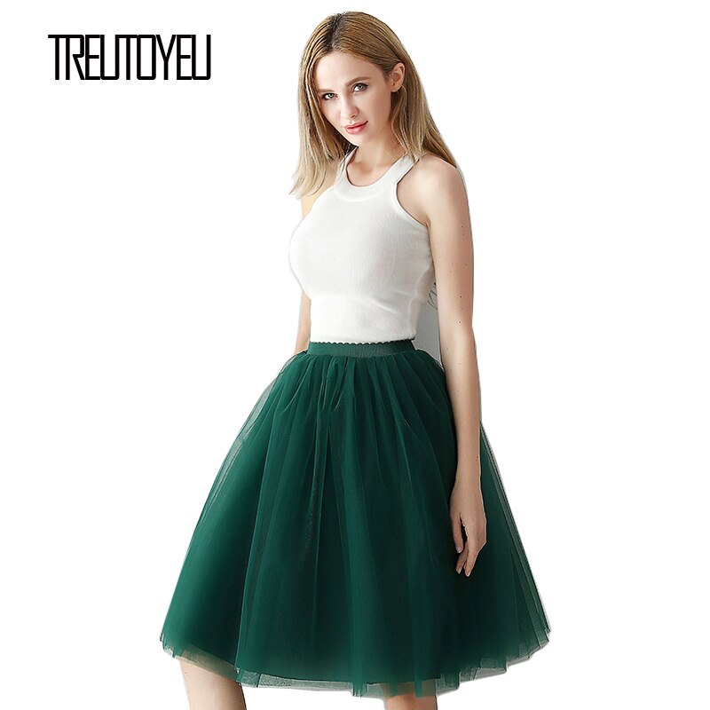 5 lag 65cm sort plisseret nederdel sexet midi tyl nederdel høj talje fuld foring voksen tutu koreansk stil kvinder jupe femme faldas