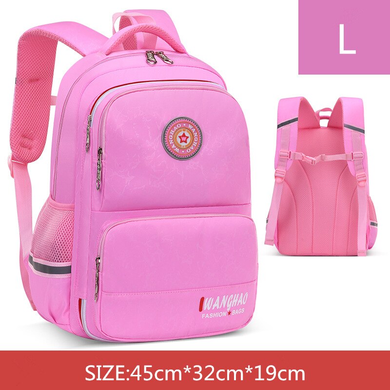 Waterproof Schoolbag kids Backpack Book Bag Children Orthopedic School Bags For Boys Girls Primary School Backpacks Mochila: L pink