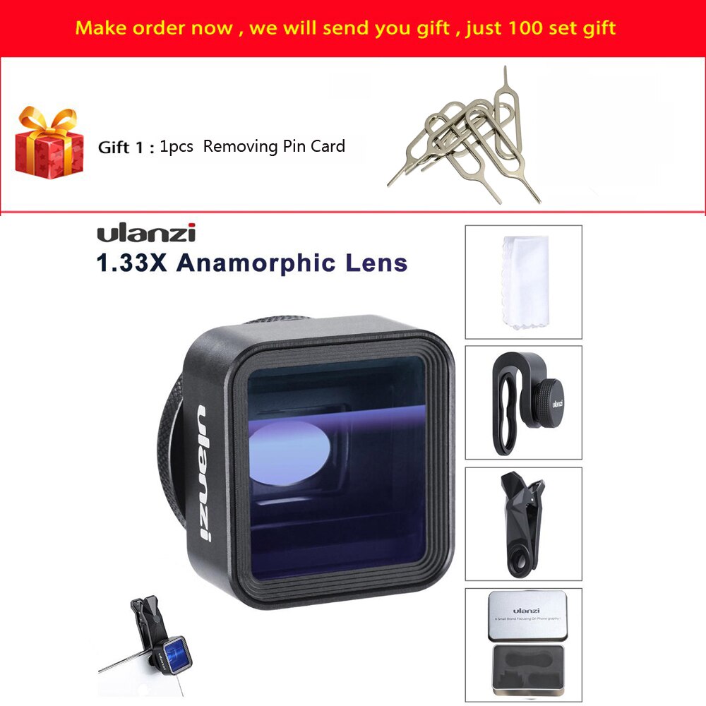 Ulanzi 17mm universal 1.33x lente do telefone anamorfo para o iphone xs max x huawei p20 pro companheiro filme shoo