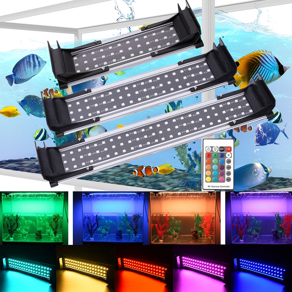 US UK EU AU Kleurrijke LED Licht Uitschuifbare Aquarium Licht LED Aquarium Licht Afstandsbediening Aquarium LED Lamp 5050 SMD RGB