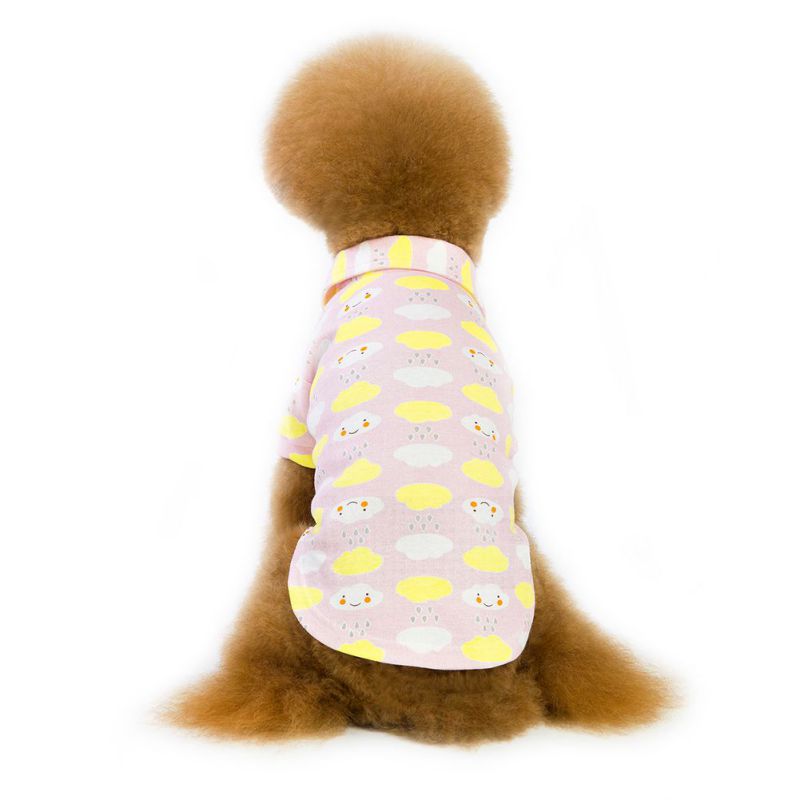 Cloud Gedrukt Hond Vesten Katoen Puppy Kleding T Shirts Hond Zomer Kleding Voor Teddy Kleine Streep vest: Roze / XL