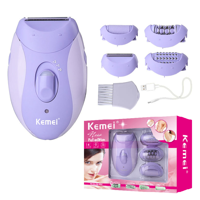 Kemei-depiladora eléctrica 4 en 1 para mujer, afeitadora Facial, depilación corporal, recortador de Bikini para piernas, removedor de vello, axilas, recargable: Rojo