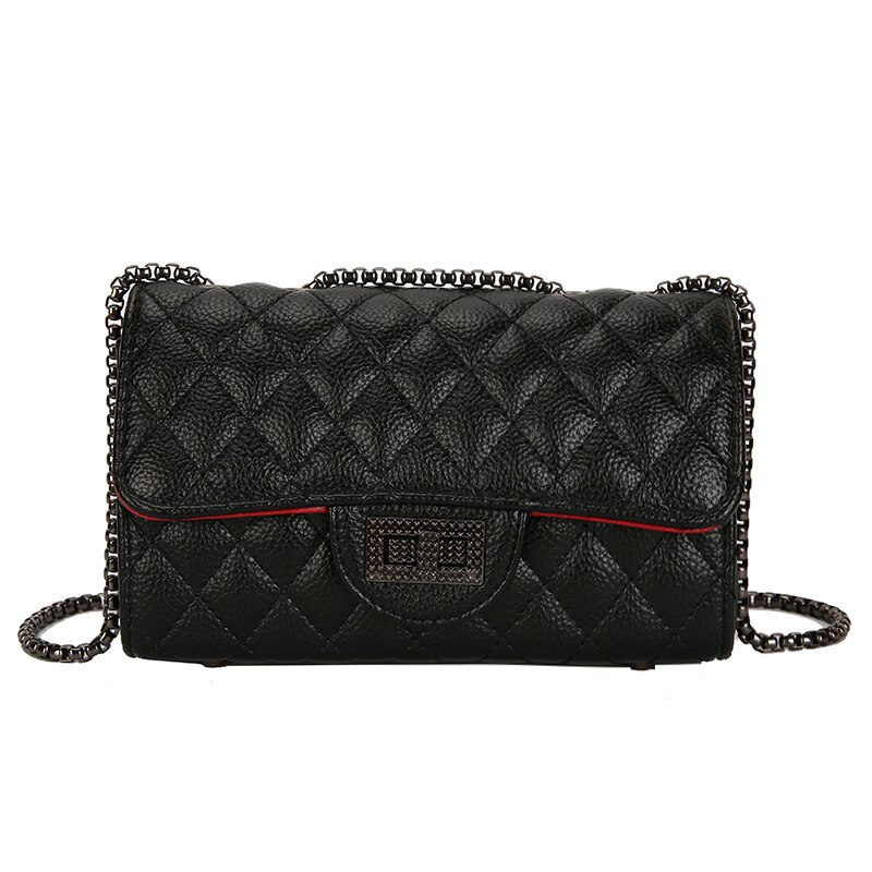 Frauen Schulter Tasche Berühmte Leder Damen Tasche Abend Mini Ketten Diamant Gitter Handtasche Geldbörsen: Schwarz überqueren sperren