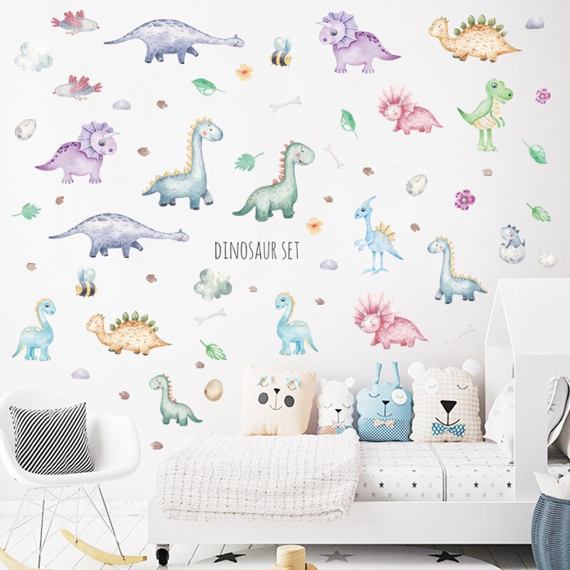 Cartoon Dinosaurus Set Muurstickers Voor Kinderen Kamers Nursery Muur Decor Verwijderbare Decals Voor Nursery Home Decor Vinyl Art Muurschilderingen