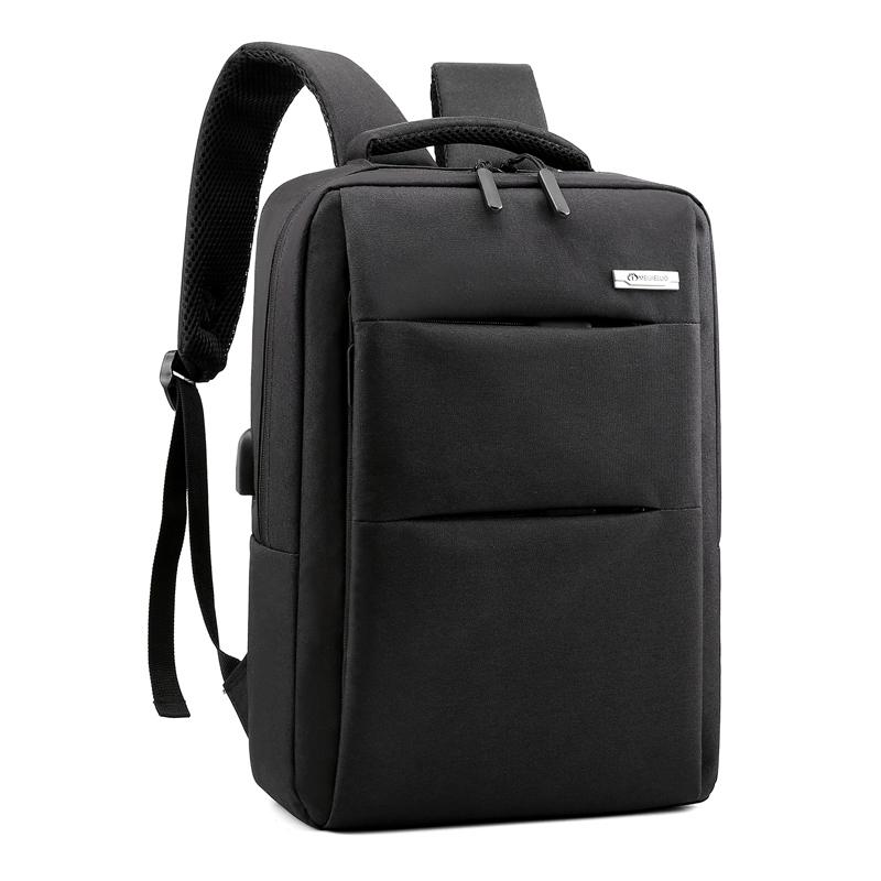 Simple men's stereo backpack USB charging breathable decompression waterproof backpack student schoolbag Laptop Backpack: Black