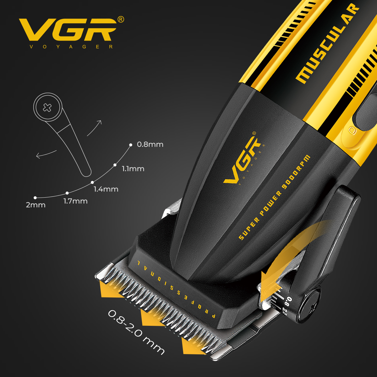 VGR Hair Clipper Hair Cutting Machine Barber Cordless Clippers Metal 9000 RPM Electric Hair Clippers for Men V-285
