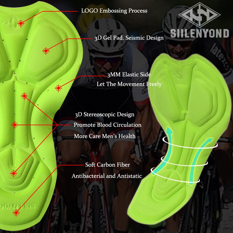 Siilenyond snabbtorkande cykelhaklapp tigers pro cykelhaklappshorts som andas bekväma mtb 3d gel vadderade sportkläder för män