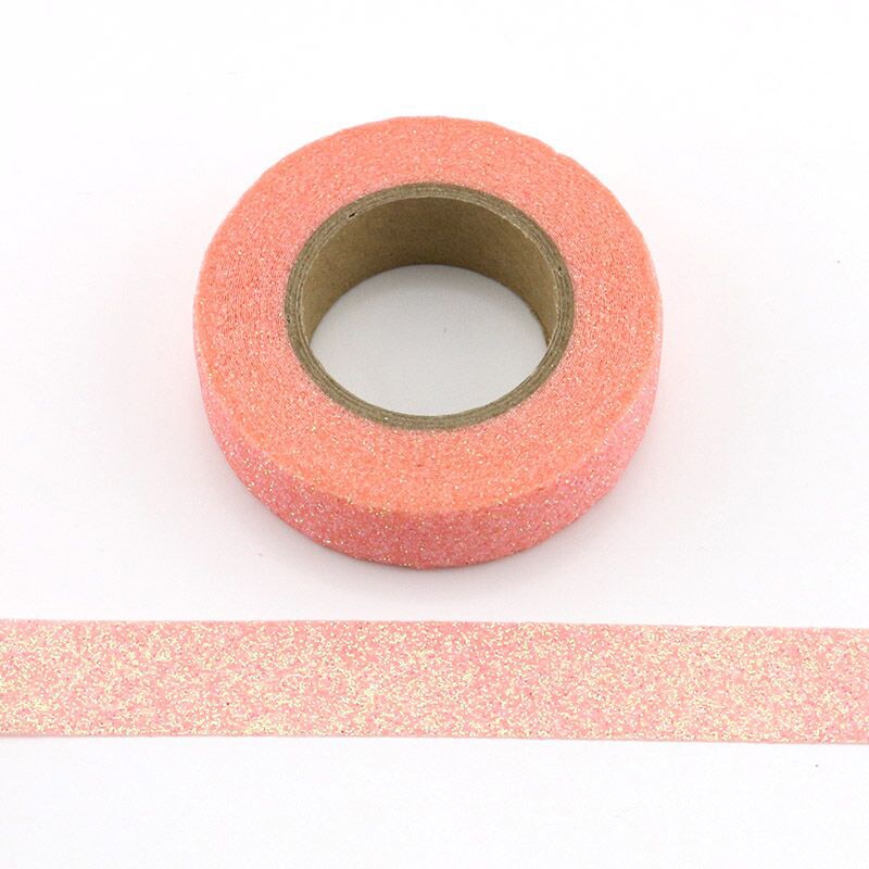 1 Pcs Roze Glitter Sparkle Washi Tape Voor Kerst Geschenkverpakking Zelfklevende Masking Decoratieve Diy Tape (1.5 Cm X 5 M)