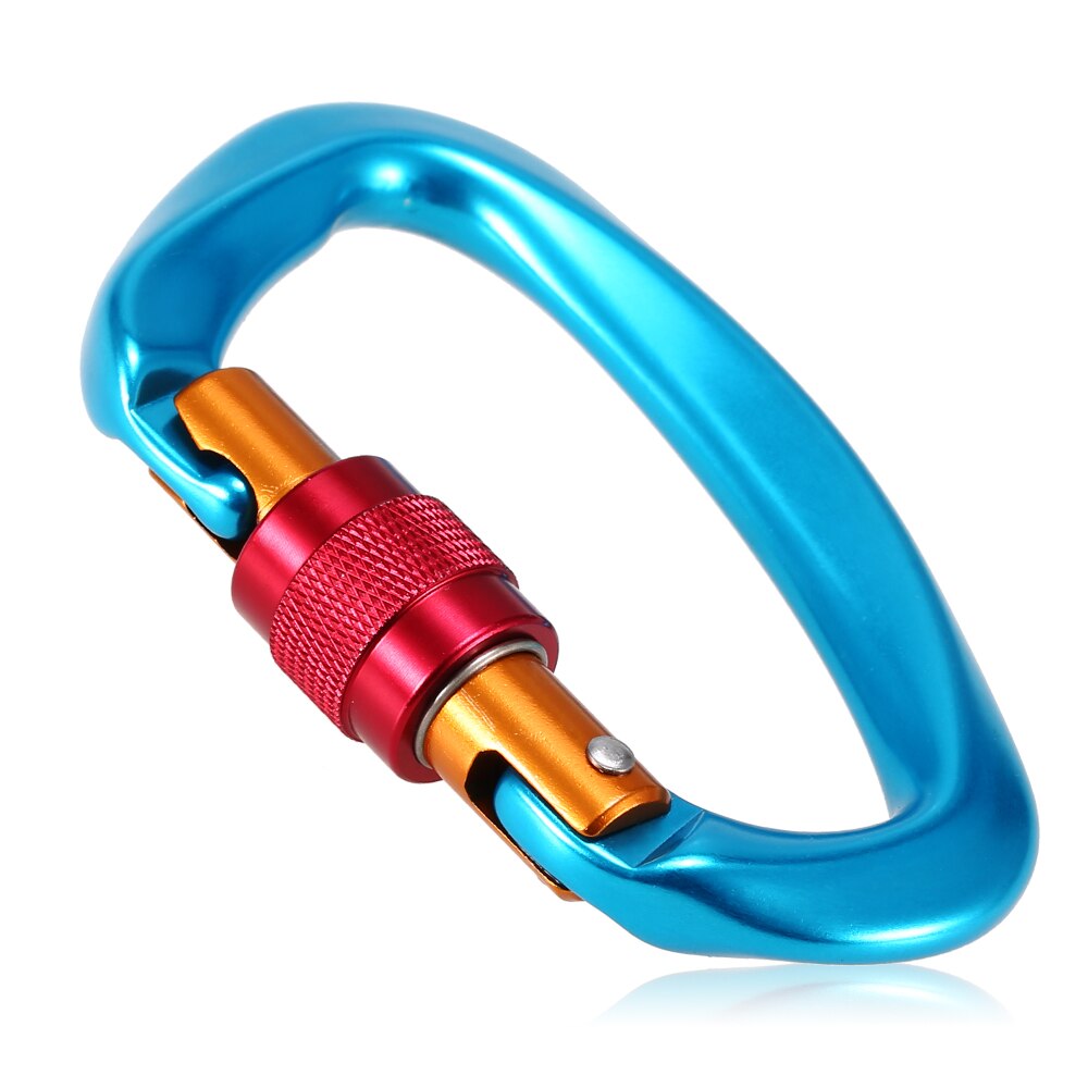 25KN Screw Locking Gate Carabiner Heavy Duty D-shape Buckle Pack D-ring Carabiner Climbing Rappelling Canyoning Hammock Locking