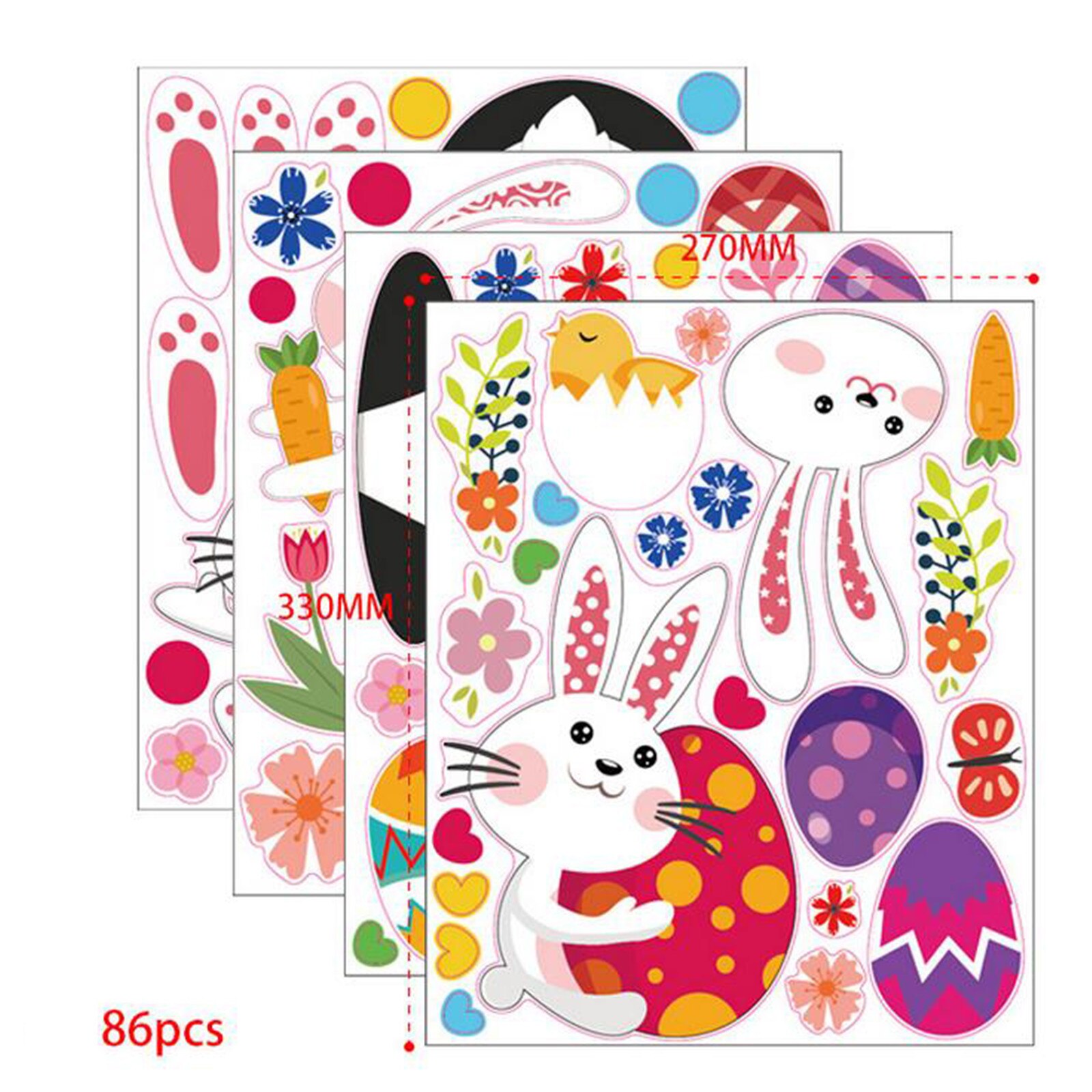 Easter Window Clings Decals Carrot Bunny Egg Window Sticker for Wall Door Decor Easter Party Home Decor Animal Sticker#30