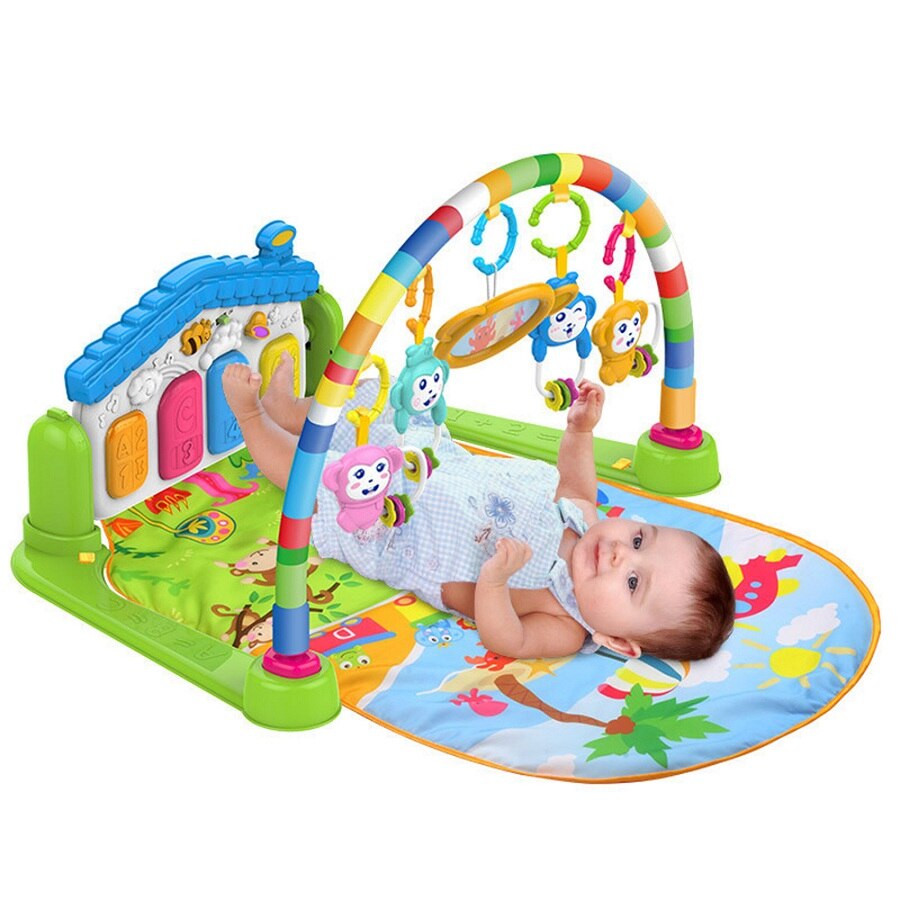 Baby Kick and Play Piano Gym Mat Rack foldable Play Crawling Mat Early Educational Toy for 0~36M