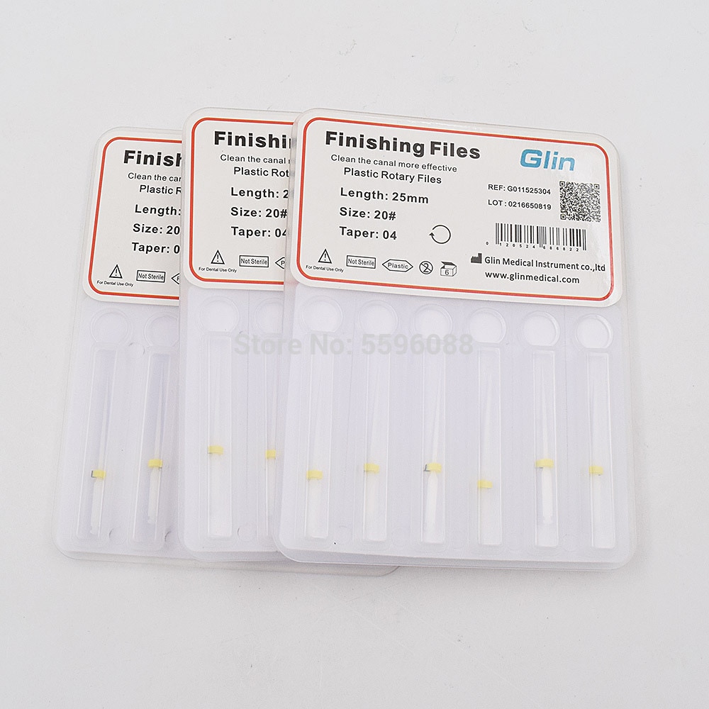 Dental Plastic Rotary Finishing Files 25mm 04 Taper Endo Files Used for Claen the canal more effecftive: 3 Board