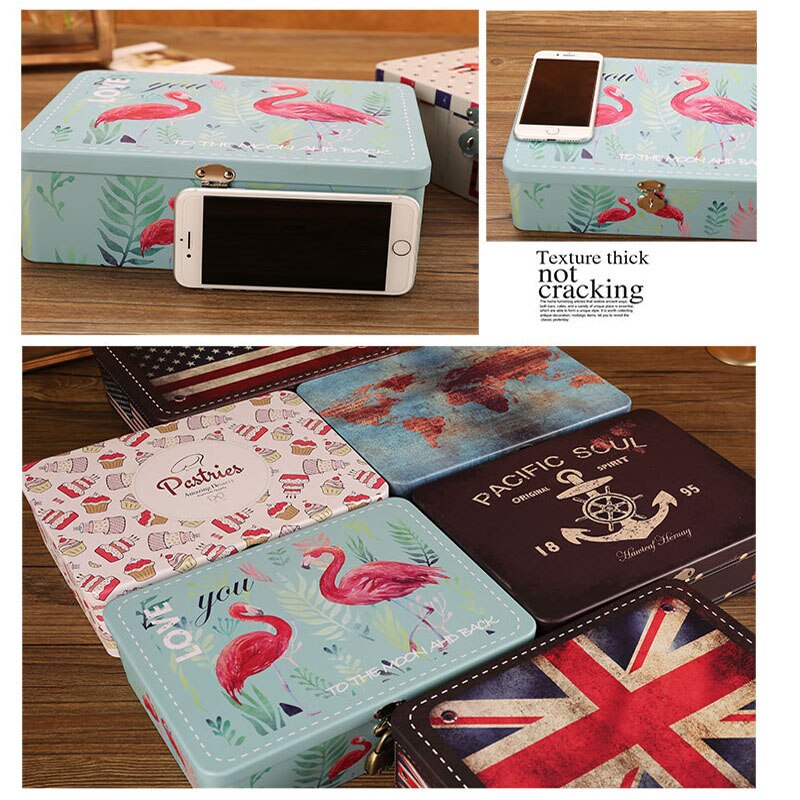 Large password lock Tin box jewelry card letter photo coin secret small souvenir storage box organizer printing metal case