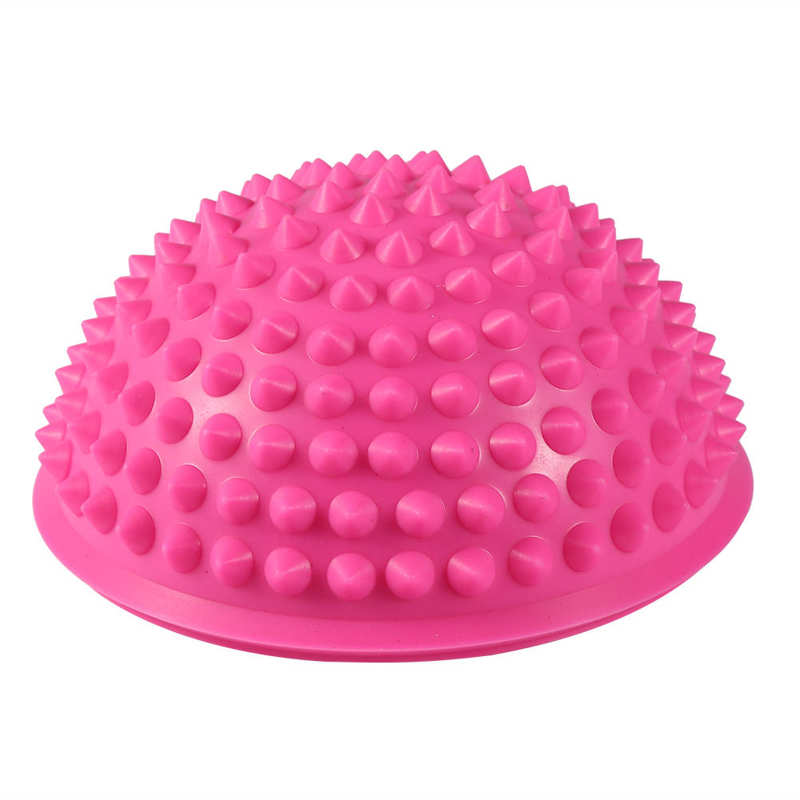 Duurzaam Pvc Spiky Half Ronde Massage Bal Trigger Punt Hand Voet Pijnbestrijding Fitness Fascia Oefening Yoga Bal Gezondheidszorg tool: Roze