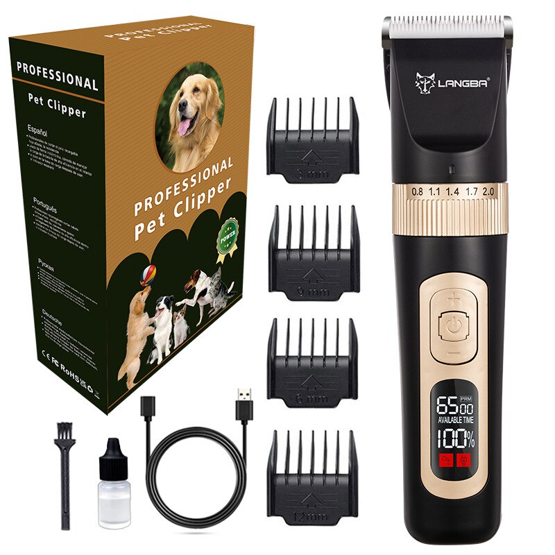 Pet Dog Electric Shaver Rechargeable Dog Grooming Barber Razor Electric Clipper for Cat and Dog Hair Trimming: Black USB