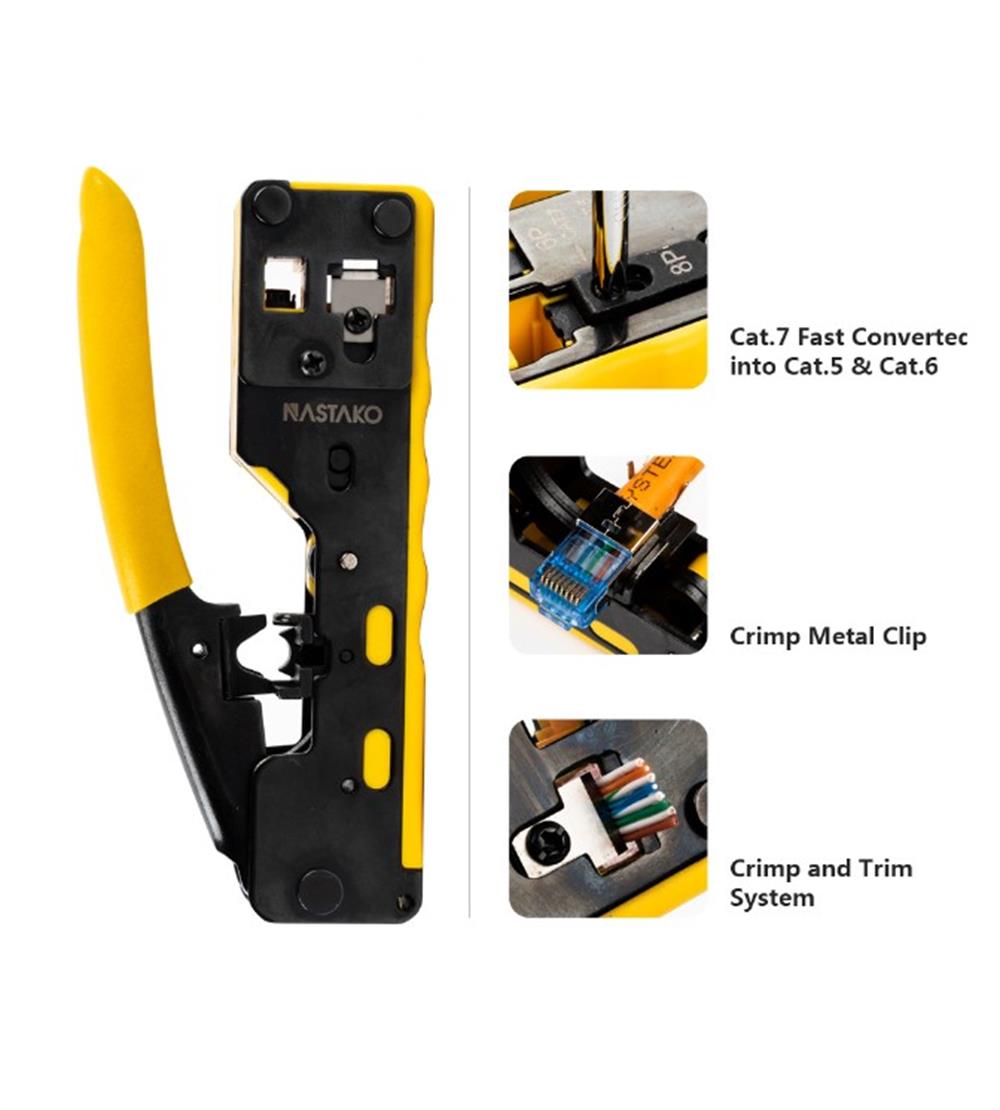 RJ45 Crimp Tool Passeren Cutter Cat6 Cat5 Cat5e 8P8C Modulaire Connectoren Alle-In-een Draad Network Tool kabel Crimper