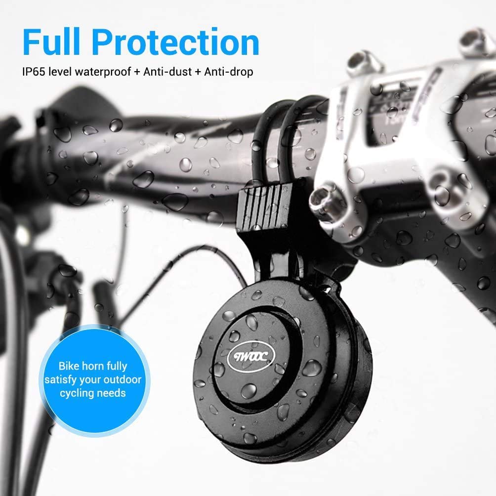 Timbre de bicicleta eléctrico IP65, claxon para bicicleta eléctrica, resistente al agua, recargable por USB, 120dB, 4 modos, accesorios para bicicleta