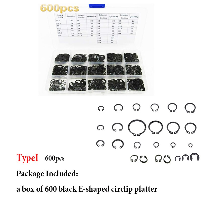 70-600Pcs 3mm -19mm Retaining Ring Assortment Kit black circlip snap retaining rings set and 304 stainless steel carbon steel: green