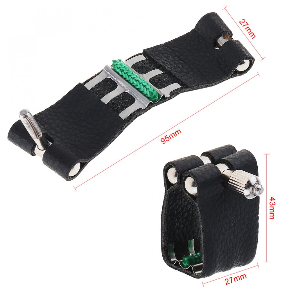 Saxofoon rietbinder duurzame leren rietbinder altsax mondstuk clip met metalen pad voor altsaxofoon