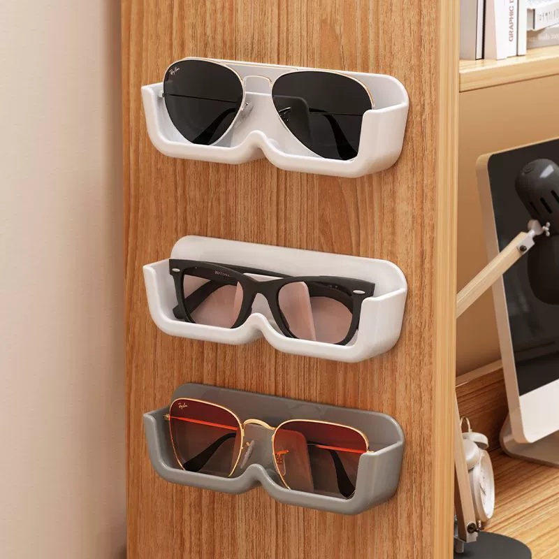 Eyeglasses Holder Stand, Sunglasses Storage Organizer, Wall Mounted Glasses Display Case with Adhesive Sticker for Home Office