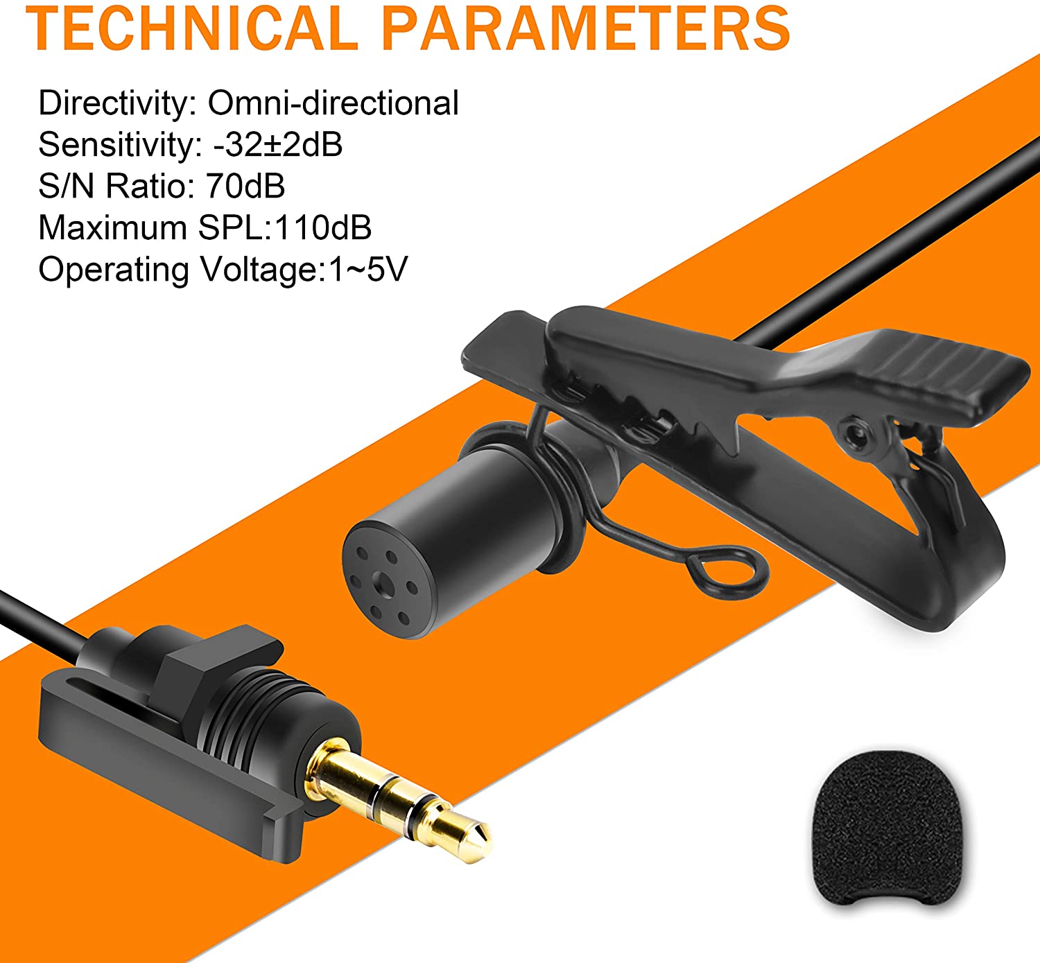 Comica CVM-SM-O1 Microfono lavalier per microfono wireless Microfono da bavero cablato omnidirezionale con fibbia di bloccaggio