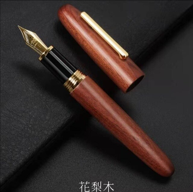Jinhao 9056 Fountain Pen Wooden Ink Pen Fine Nib Converter Filler Stationery Office school supplies Writing Pens: A