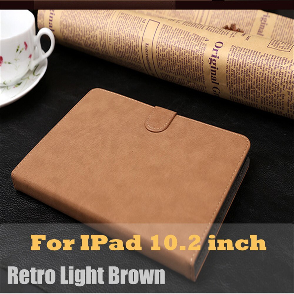 Scrub leren hoesje voor ipad 10.2 , wake-up/sleep cover, hoesje voor ipad air 2 9.7 hoesje voor ipad 7th generatie: Retro lichtbruin