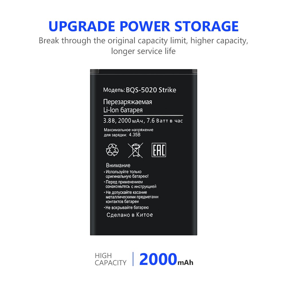 YCDC 2000mAh Q334 Good Phone Battery For Micromax Q334 BQ Strike BQS-5020 strike BQS 5020 Replacement Lithium Batteries