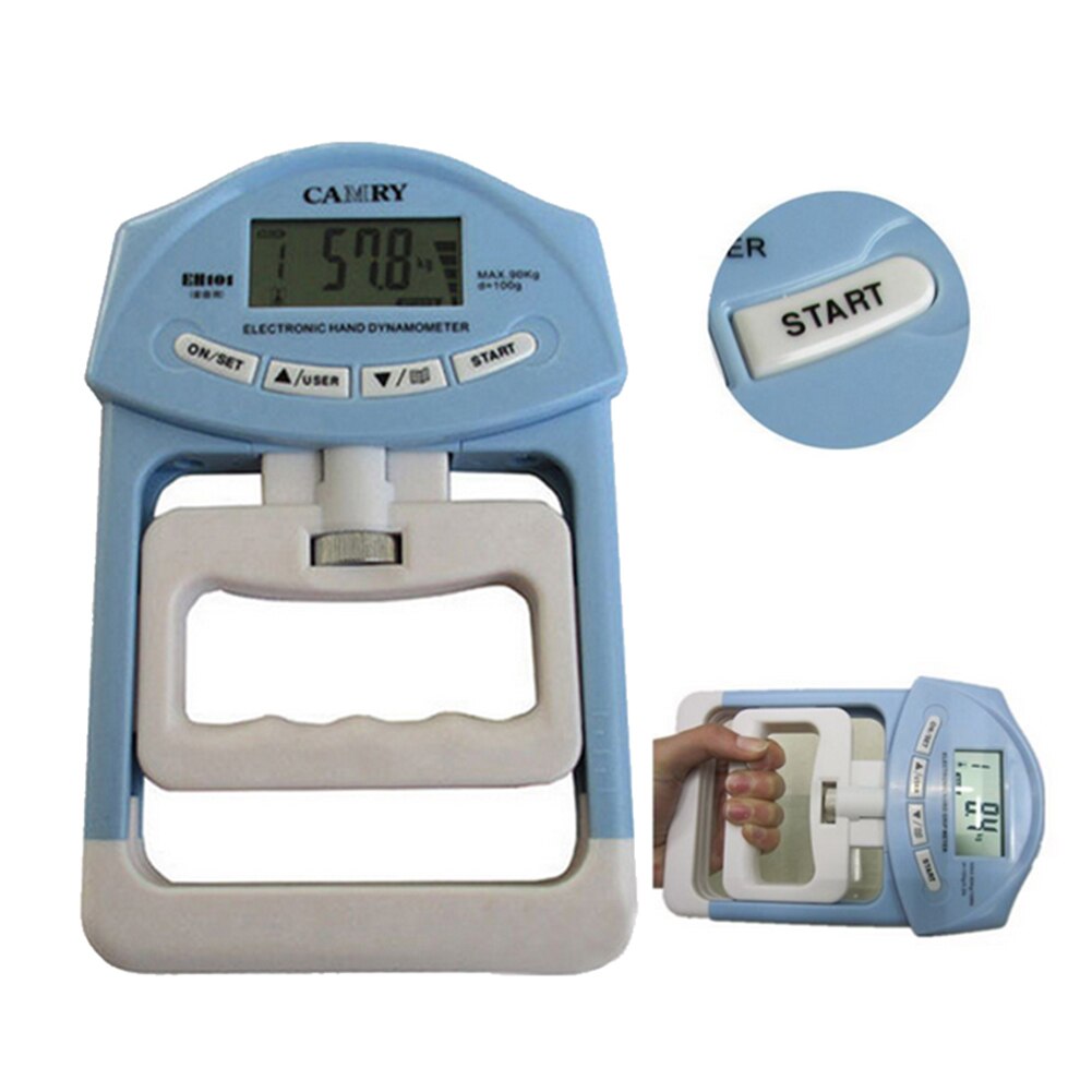 Dinamómetro Digital ajustable de 198lb/90kg con pantalla LCD electrónica y empuñadura manual, medidor de medición de fuerza, captura automática, herramienta de Fitness portátil