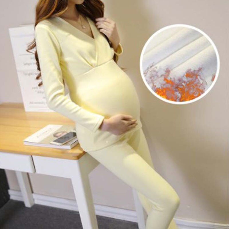 Pijamas de maternidad de traje de lactancia ropa de dormir Otoño Invierno ropa de embarazo gruesa mantener la ropa interior cálida ropa de dormir más terciopelo