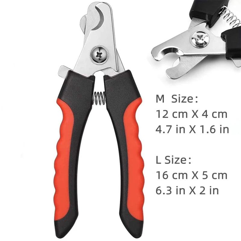 Pet Nail Clipper with Safety Guard Stainless Steel Scissors Cat Dog for Claw Care Grooming Supplies Size Fits: Red