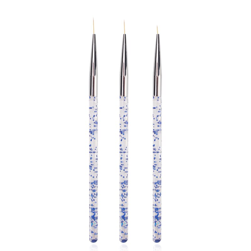 Stylo à ongles en métal, 3 pièces/lot, stylo à dessin, Gel, grille, lignes, rayures, peinture, manucure, vernis à ongles: L32