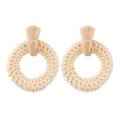 AENSOA Fashion Handmade rattanowe dzianiny spadek kolczyki unikalne 2021 lato wisiorek kolczyki geometryczne dla kobiet Party biżuteria prezent: 12