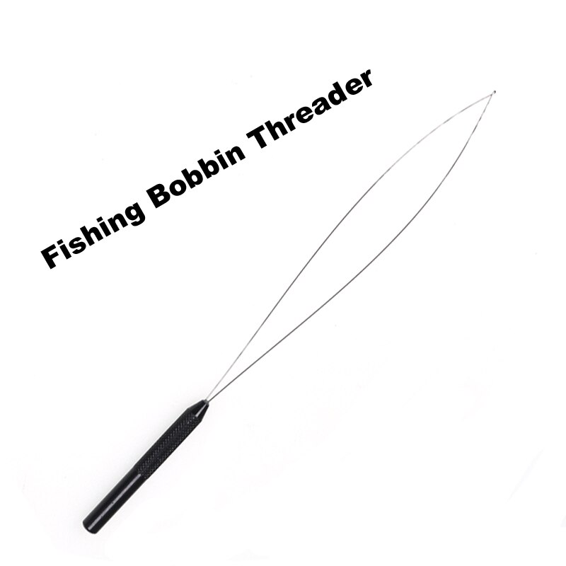 1pc Saltwater Fishing Bobbin Threader Stainless Steel Wire Baiting Drill Needles Fishing Rigging Threading Tools Black