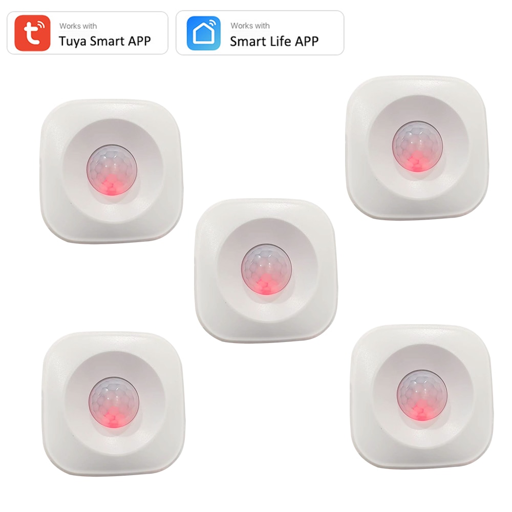 Tuya WIFI PIR Motion Sensor Detector Movement Sensor Smart Life APP Wireless Home Automation System Work with Alexa Scenario Set: 5 PCS