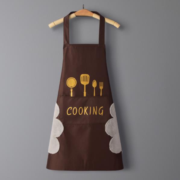 kitchen Apron woman Household man Cooking Men Women chef Oil-proof Waterproof Adult Coffee Overalls Wipe Hand pinafore: coffee with wipes