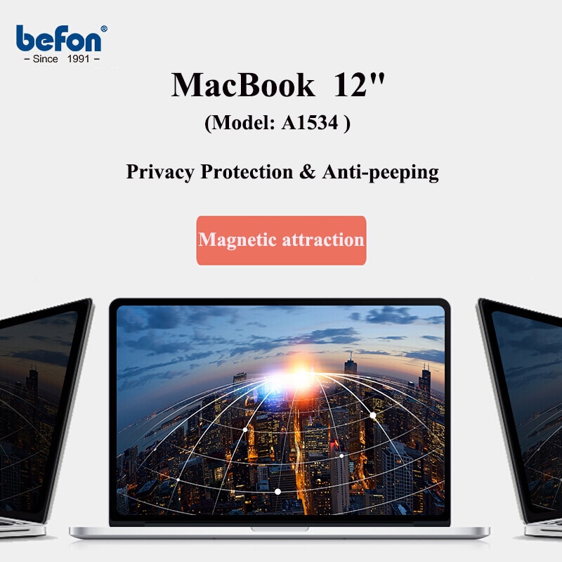 Befon Privacy Filter Screen beschermfolie voor MacBook 12 inch A1534 Anti Peeping Laptop Notebook Scherm