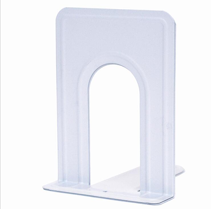 1 Pair Book Ends Universal Premium Non-Skid Heavy Duty Metal Bookend Pack Stopper For Books Movies CDs Video Games (Small): White