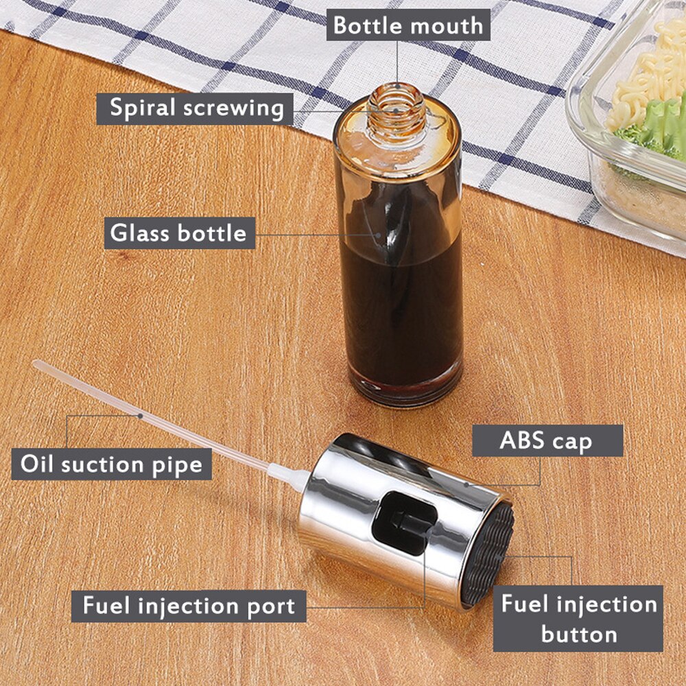 Kitchen Olive Oil Bottle Dispenser Glass Oil Pump Spray Bottle Sprayer for Oil and Vinegar Leak-Proof BBQ Sprayer Cookware Tools