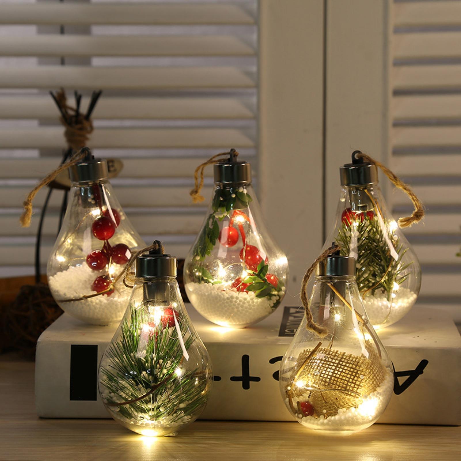 Kerst Hanger Transparant Led Lichtgevende Nachtlampje Bal Opknoping Hanger Kerstboom Decor Opknoping Ornament Nachtlampje