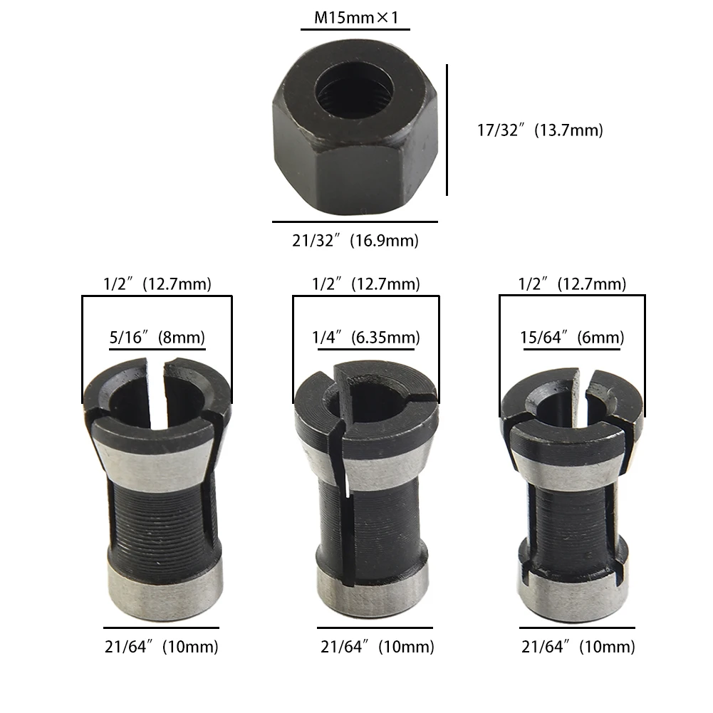 6mm 8mm 6.35mm Elektrische Router Frees Spantang M15 Moer Voor Trimmen Graveermachines Accessoires: Default Title