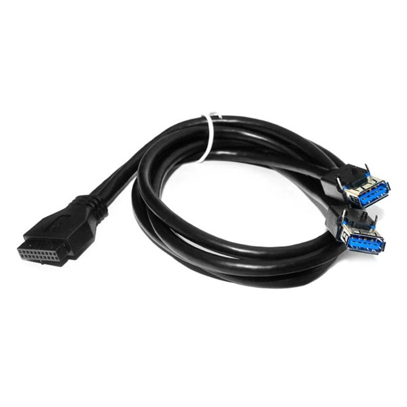 Usb 3.0- kabel met hoge snelheid , 20- pins, 2- poorts usb 3.0- hub, usb 3.0- frontpaneelkabeladapter met vaste voet voor pc-desktopcomputer