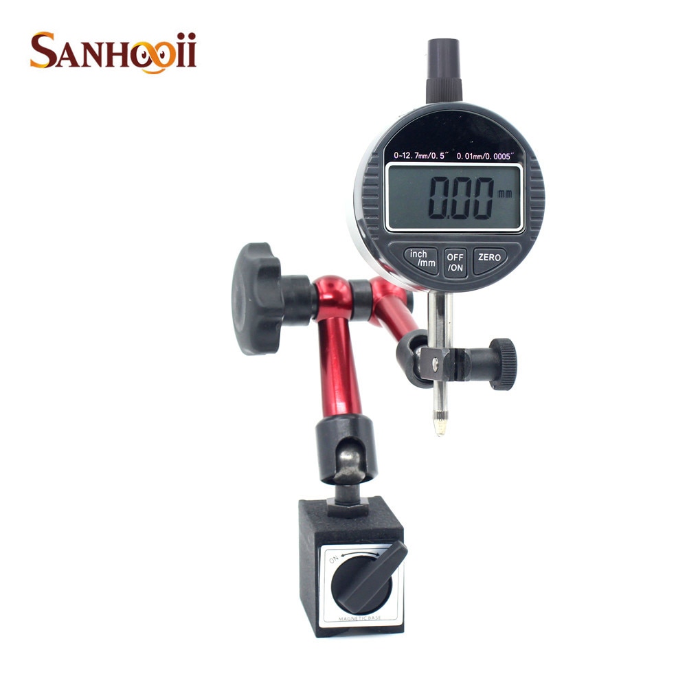 Sanhooii 0.01Mm/0.0005 &#39;&#39;Dial Indicatoren &amp; Metalen Magnetische Houder Meetinstrumenten Gauge Gereedschap
