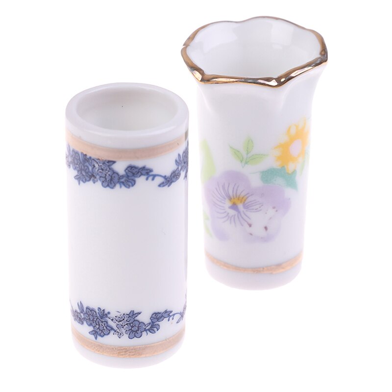 1Pc 1:12 Doll House Miniatures Ceramics Vase Chopsticks Pen Holder Accessories Decorative 2 Styles